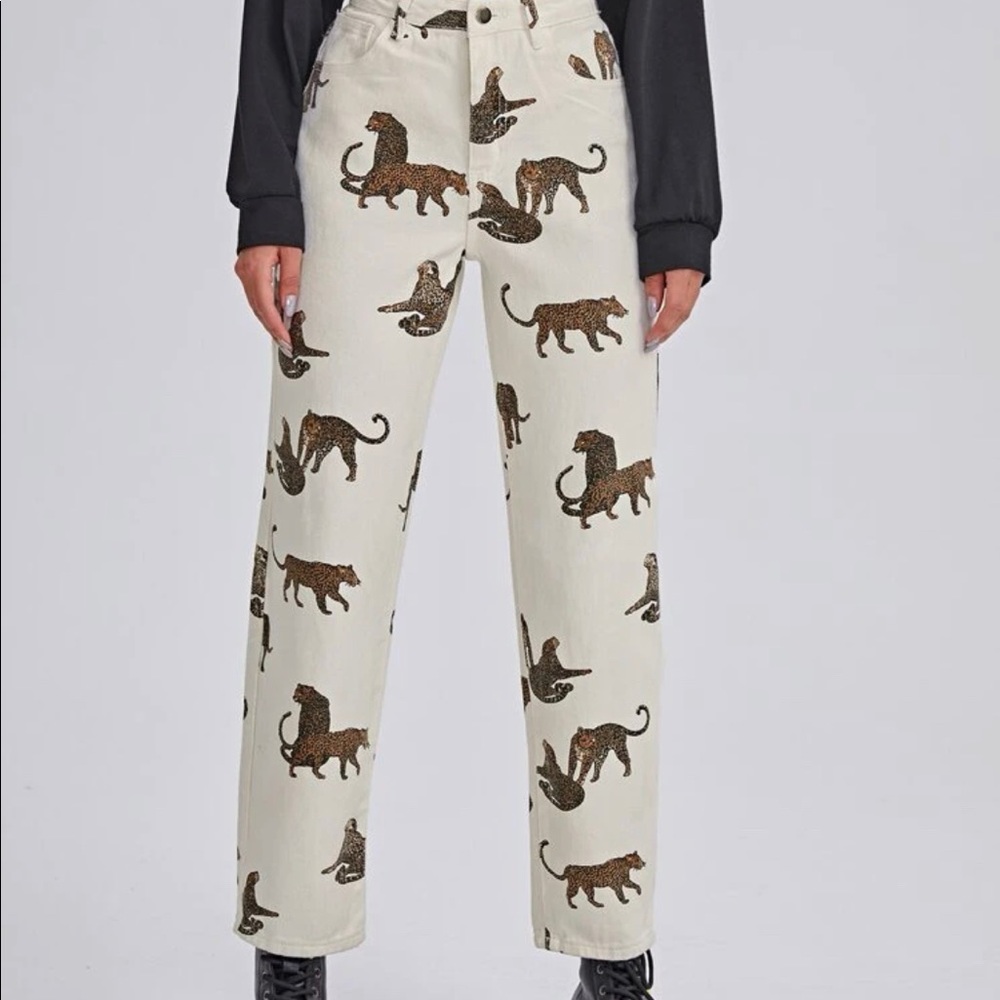 Leopard Print Straight Leg Jean